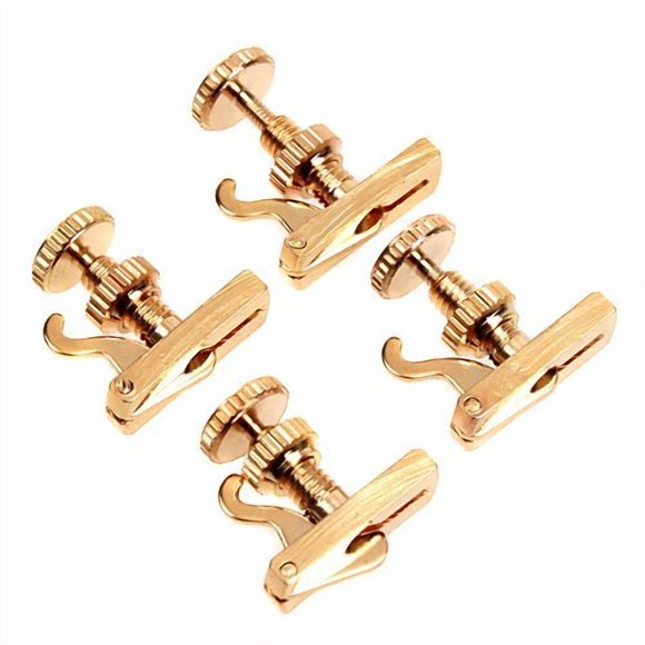 4pcs Violin String Adjuster Violin Fine Tuners String Adjuster 4/4 Violin Parts Gold