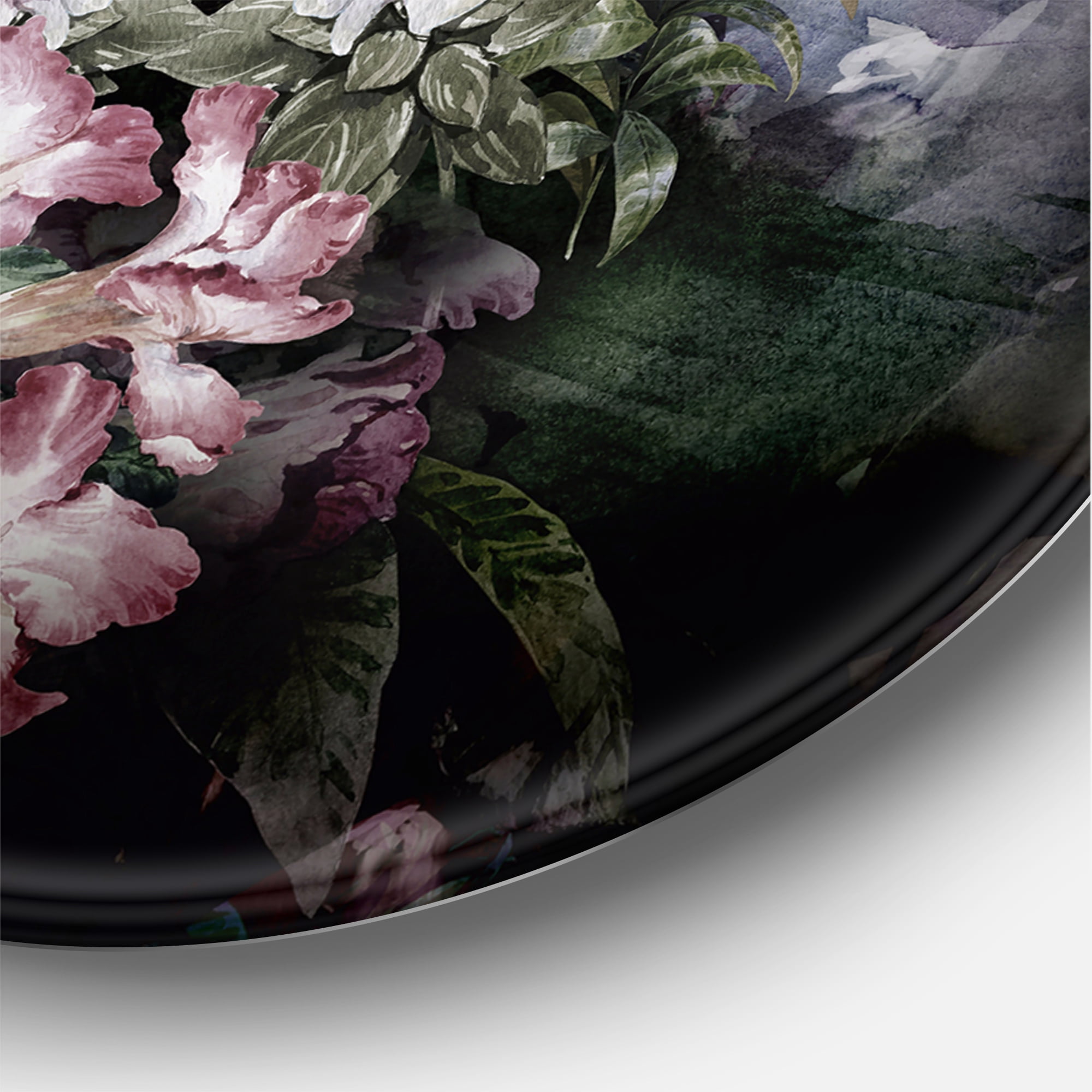 Designart 'Drawing of Flowers Retro IV' Vintage Circle Metal Wall Art 23x23 - Disc of 23