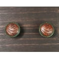 thumbnail image 2 of Set Of 6 Western Rustic Faux Tooled Leather Green Borders Cabinet Door Knobs, 2 of 4