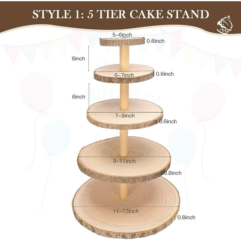 5 Tier Rustic Wooden Decorative Cupcake Stand Multi Set Dessert Display Stand for Party Wedding Decoration Walmart