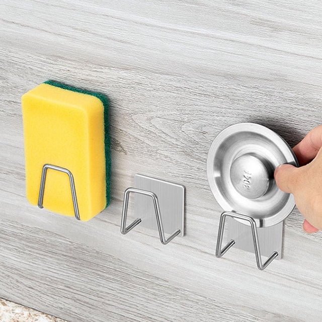 Soporte de esponja para fregadero Rejilla de secado de desagüe autoadhesiva (acero inoxidable 304) Wdftyju Libre de BPA