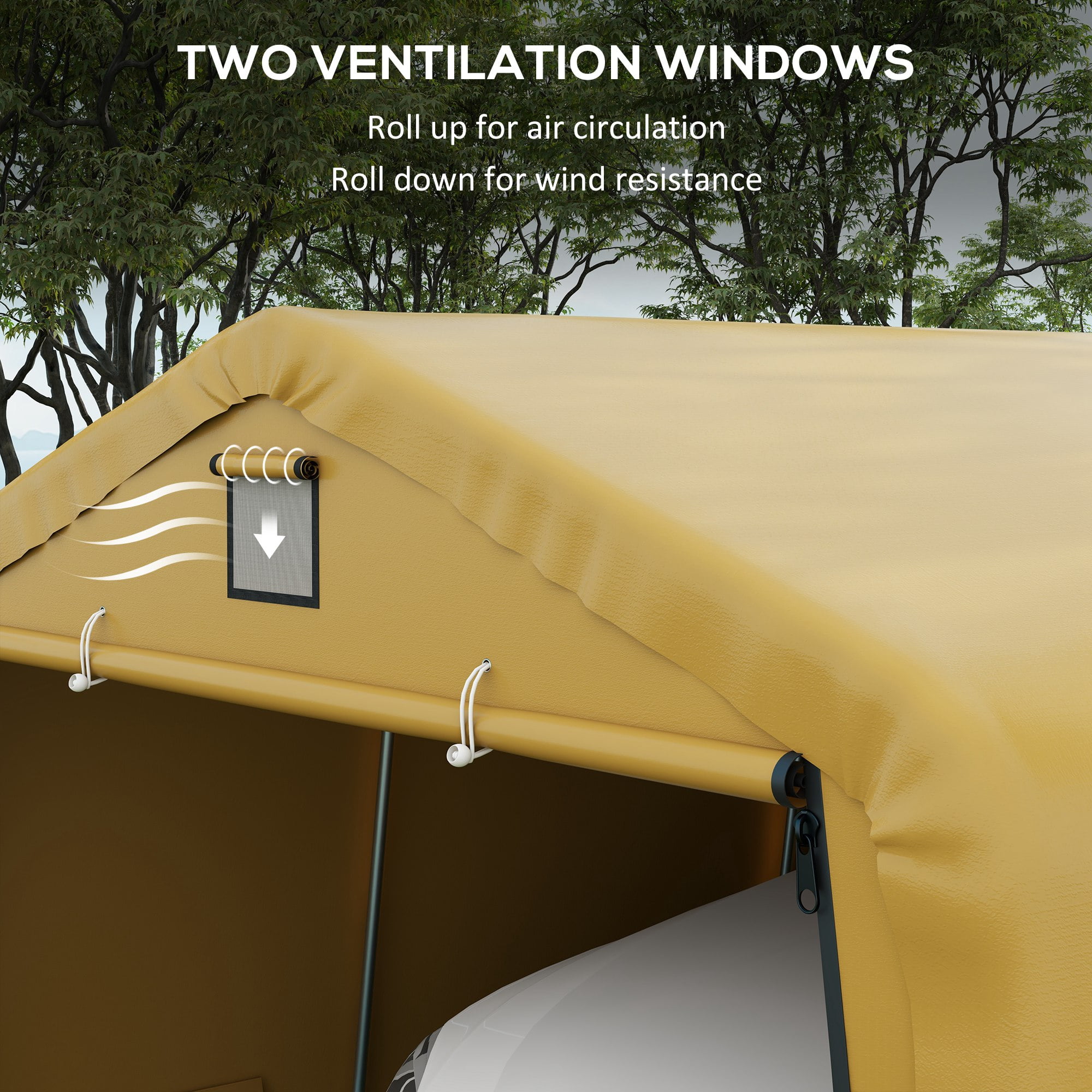 Outsunny 12' x 20' Portable Garage Carport with Ventilation Windows, Beige