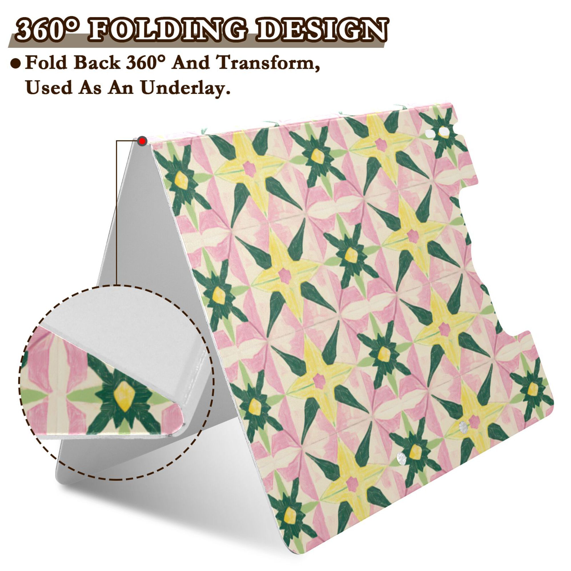 FORMRS A4 Clipboard Folder with Pen Holder Horizontal Foldable School Office Binder, Yellow Symmetrical Stars
