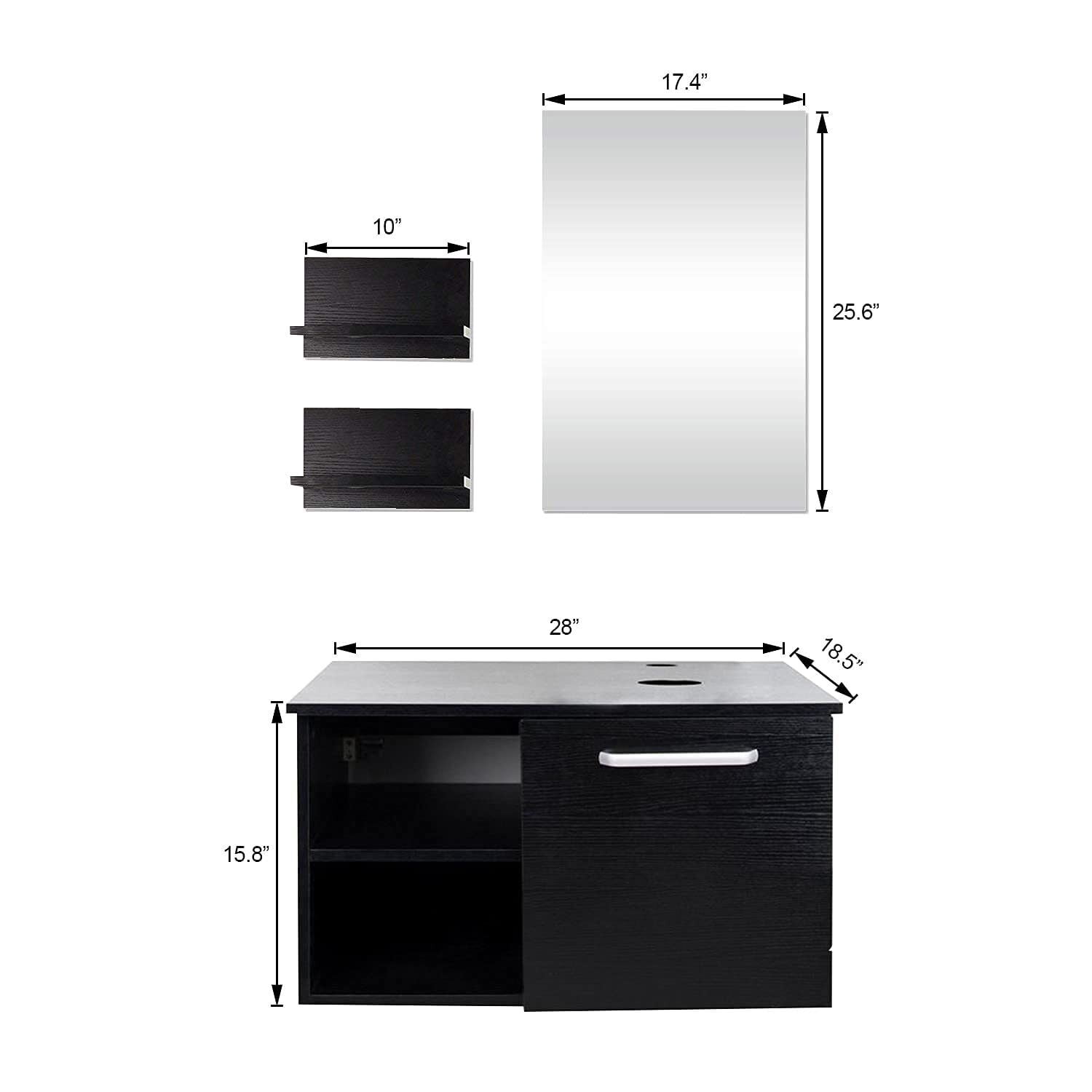 PULUOMIS 28" Bathroom Vanity and Vessel Sink Combo Modern Bathroom Countertop Bathroom furniture set bathroom furniture with mirror cabinet