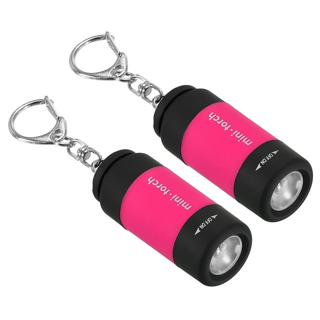 Uxcell 2.1" Mini Linterna LED Recargable de Llavero Carga USB 2 Paquete Rosa Brillante