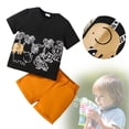 thumbnail image 7 of TAIAOJING Toddler Baby Boy Summer Outfits Kids Short Sleeve T Shirts Tops Cartoon Print Black Top Orange Pants Suit Casual Suit Clothes Set 18-24 Months, 7 of 7