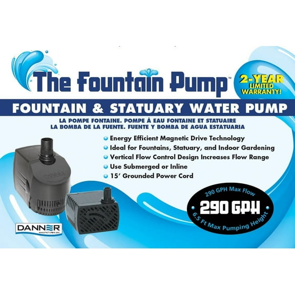 Danner 01725 SP-290 290 GPH Statuary Pond Pump with Barb Fittings 15-Foot Cord