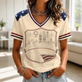 thumbnail image 3 of 9/11 25th Anniversary Shirt Womens WE Will Never Forget Tee Shirts | Lightweight Fabric, V Neck Short Sleeve Tops, American Flag, 2001-2026 25Th Anniversary Tops, Patriotic Honor Tee Shirt Beige,2XL, 3 of 5