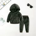 thumbnail image 2 of Gibobby Toddler Boy Clothes Boys Fall Winter Outfits Long Sleeve Hoodie Sweatshirt Pullover Tops Pants 2Pcs Sweatsuit Set(Dark Green,12-18 Months), 2 of 5