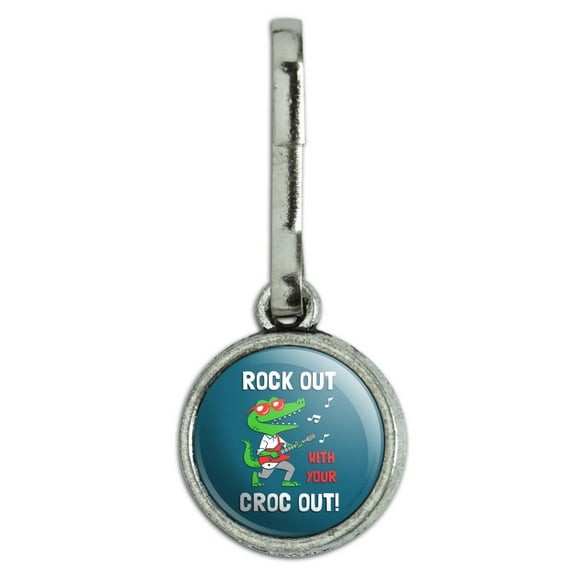 Rock Out with Your Croc Out Crocodile Roll Funny Humor Antiqued Charm Clothes Purse Suitcase Backpack Zipper Pull Aid