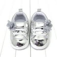 thumbnail image 5 of kamemir Baby Girl Crib Shoes, Shiny Metallic High Top Sneakers(Silver,5), 5 of 6