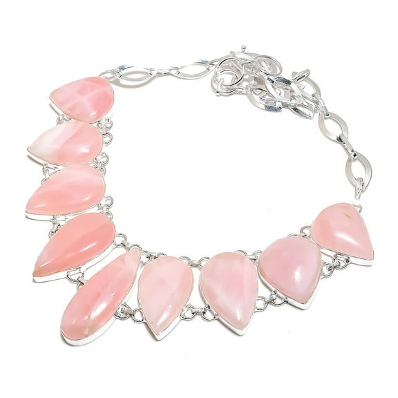 Rose Quartz Gemstone Handmade 925 Sterling Silver Jewelry Necklace 18"
