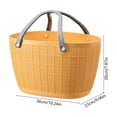 thumbnail image 3 of Hand-Woven Plastic Shopping Basket, Multi-Use Storage Container With Ergonomic Handles, for Grocery Transport, Yellow, 3 of 6