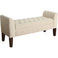 thumbnail image 1 of HomePop Velvet Tufted Storage Bench Settee, Natural, 1 of 7