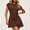 Brown, variant on QUNYINEY Mini Womens Dresses Summer A Line Sleeveless T-Shirt Dress Solid Casual Crew Neck Pleated Loose Fit Dresses