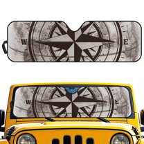 Jeiento Compass Windshield Sun Shade Compatible with 2007-2024 Wrangler Rubicon Sahara TJ JK JKU 2 & 4 Door Car Sun Shade Sun Visor Protector Keep Your Vehicle Cool