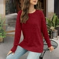 thumbnail image 7 of UQJfacai Long Sleeve Shirts for Women Ribbed Knit Tunic Tops Side Split Loose Fit Dressy Crewneck Pullover Sweaters Fall Clothes, 7 of 7
