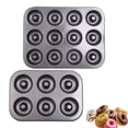 thumbnail image 4 of CZSCPDAW 12 Cavity Steel Donut Baking Pan, Dark Gray Rectangular Tray with Deep Ring Wells for Uniform Doughnuts, 4 of 5