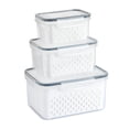 thumbnail image 2 of YAOMOBB Freezer Storage Box Drain Basket Design Food Storage Bins Set 850ml+1750ml+3300ml Storage Box Container Trio, 2 of 6