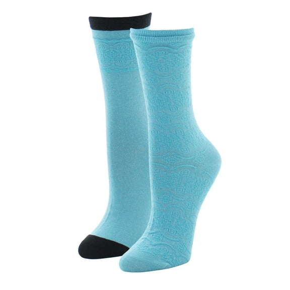 MeMoi Women's 2 Pair Pack Overlapping Circles Crew Socks - Womens - Female, One Size, Light Blue