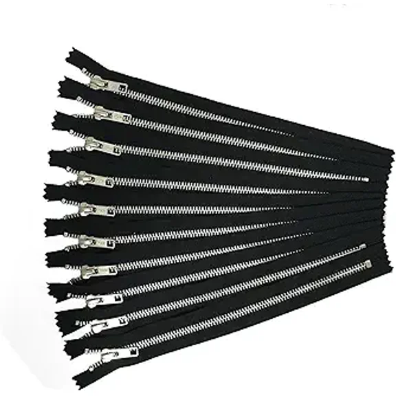 YKK Silver 6 Inch Metal Zippers - Set of 12 for Bags