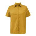 thumbnail image 3 of Women Summer Tops Shirt Women Linen Shirt Summer Button Down Linen Top Oversized V Neck Large Sized Clothing Solid Top Little L Turtleneck Long Sleeve Active Wear Yellow S, 3 of 4