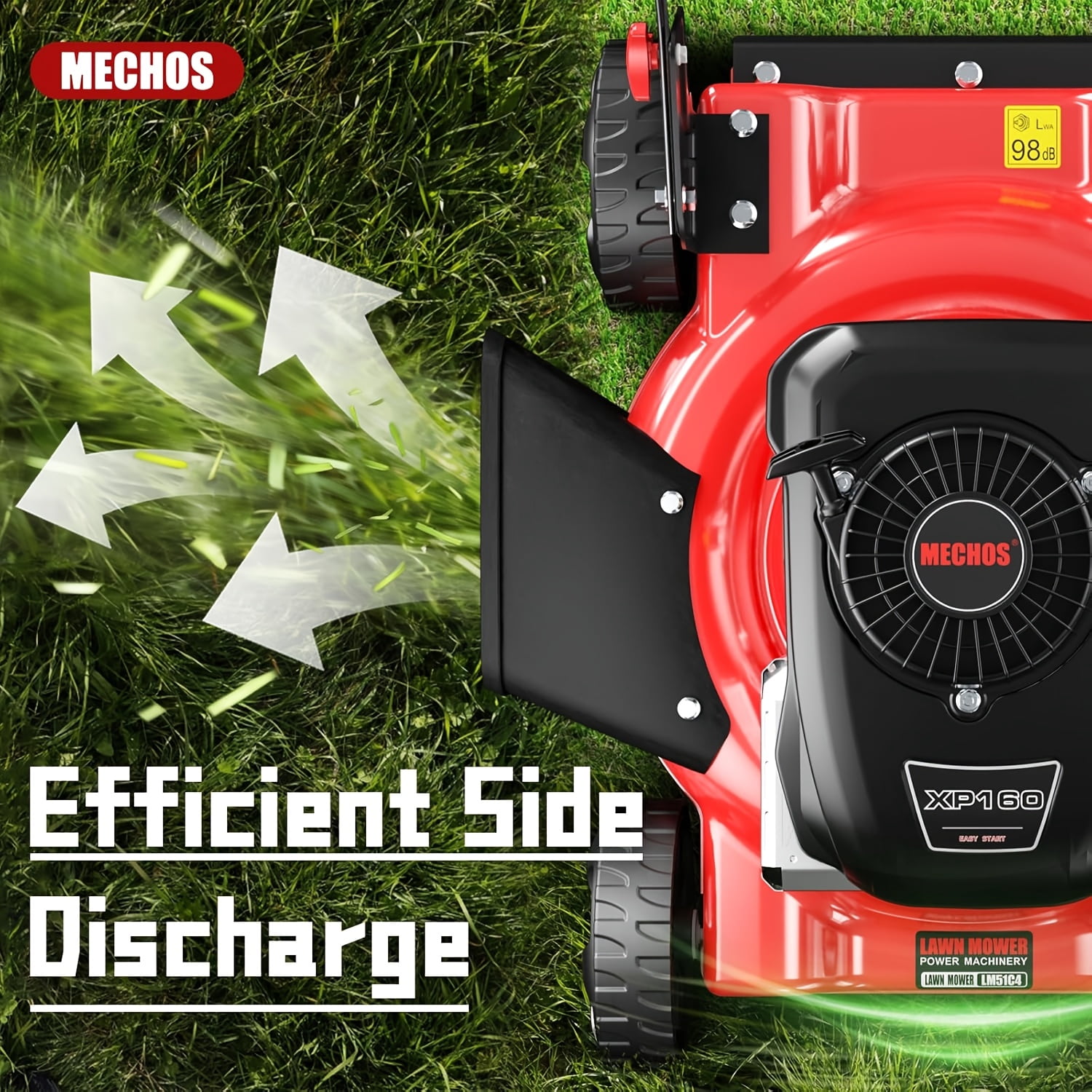 Datingday 20" 144cc 4-Cycle Gas Walk Behind Lawn Mower, 3-Position Cutting Height Adjustment, Lightweight Hand Push Mower for Small Yards <1/4 Acre
