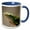 Blue/White, variant on 3drose, a Macro Photograph of the Face of a Green Anole Lizard., 15oz Two-tone Green Mug