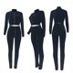 thumbnail image 3 of Gibobby Conjunto de sudadera para mujer Traje pantalón de chándal de terciopelo con cintura expuesta informal y elegante para mujer(Negro,CH), 3 of 4