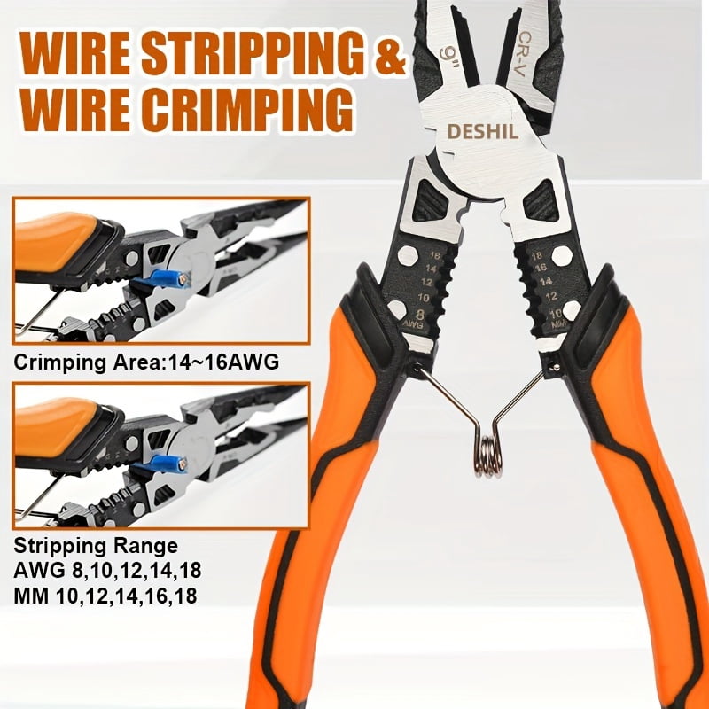 1/3pcs Industrial-Grade Multi-Functional 9-in-1 Pliers Or Set, 8.5" Long-Nose Pliers, 8.5" Wire Cutters, 8" . Suitable For Electrical Work, Auto Repair, Home Improvement, And Cutting Applications.