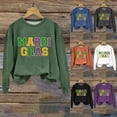 thumbnail image 4 of BKQCNKM Mardi Gras Outfit for Women Mardi Gras Shirts for Women Oversized Sweatshirt for Women Sweatshirt for Women Crew Neck Long Sleeve Mardi Gras Mardi Gras Sweatshirt, Orange S, 4 of 4