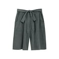 thumbnail image 5 of Fashion Olyvenn Bermuda Shorts for Women Bowknot Tie Drawstring High Waisted Elastic Comfy Wide Leg with Pocket Lounge Summer Gray S, 5 of 8