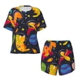 thumbnail image 4 of Naloa Dinosaurs in Space Women's Short-Sleeved Pajama Set, Loungewear, Summer pajamas, Breathable Cozy - Small, 4 of 9
