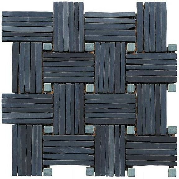 Intrend Tile LS013-S Basketweave Interloacked Mosaic Blend - Black Slate