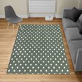 thumbnail image 1 of Polka Dot Turkish Area Rug, Classic Old Fashioned Repeated Circles Round Forms Retro Illustration, Soft Carpet for Living Room Decor with Distressed Look, 6.6' X 9.6', Evergreen White, by Ambesonne, 1 of 3