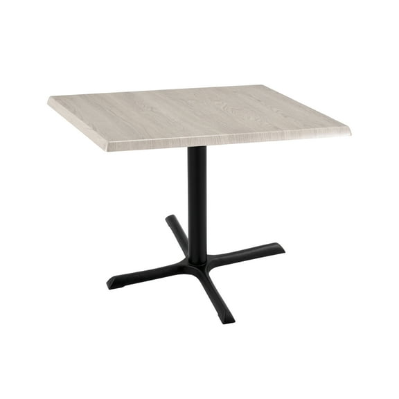 Indoor/Outdoor 30" Tall OD211 Black Table Base with 30" x 30" Foot and 30" x 30" Square Indoor/Outdoor White Ash Top by the Holland Bar Stool Co.