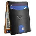 thumbnail image 2 of BullCaps Men's Genuine Leather Wallet | RFID Blocking Card Holder Wallet for Men | 10 Card Slots, 1 ID Window| Stainless Steel Money Clip| Zip Coin Pocket Black, 2 of 4