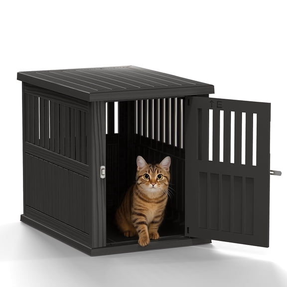 Joxxoaa Dog Crate & End Table, Indoor Furniture Style Pet Kennel for Small, Medium, Large & XL Dogs, Durable Composite,(Black, Medium)
