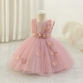 thumbnail image 2 of ZACPNCV Girls Butterflies Tulle Dress Princess Embroidery Birthday Pageant Party Flower Girl Wedding Ball Gowns Pink 4-5 Years, 2 of 6