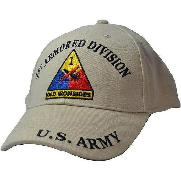 US Army 1st Armored Division Tan Military Baseball Cap Hat Official Licensed