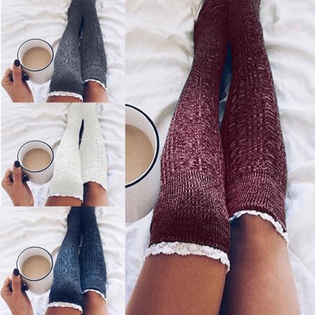 

Winter Women Lady Cotton Knitting Over Knee Thigh High Socks Stockings Tights
