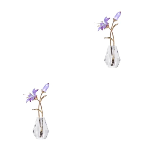 Advancent Estatuilla de flores de cristal Ramos de flores de escritorio Decoración Día de la madre Púrpura 2piezas