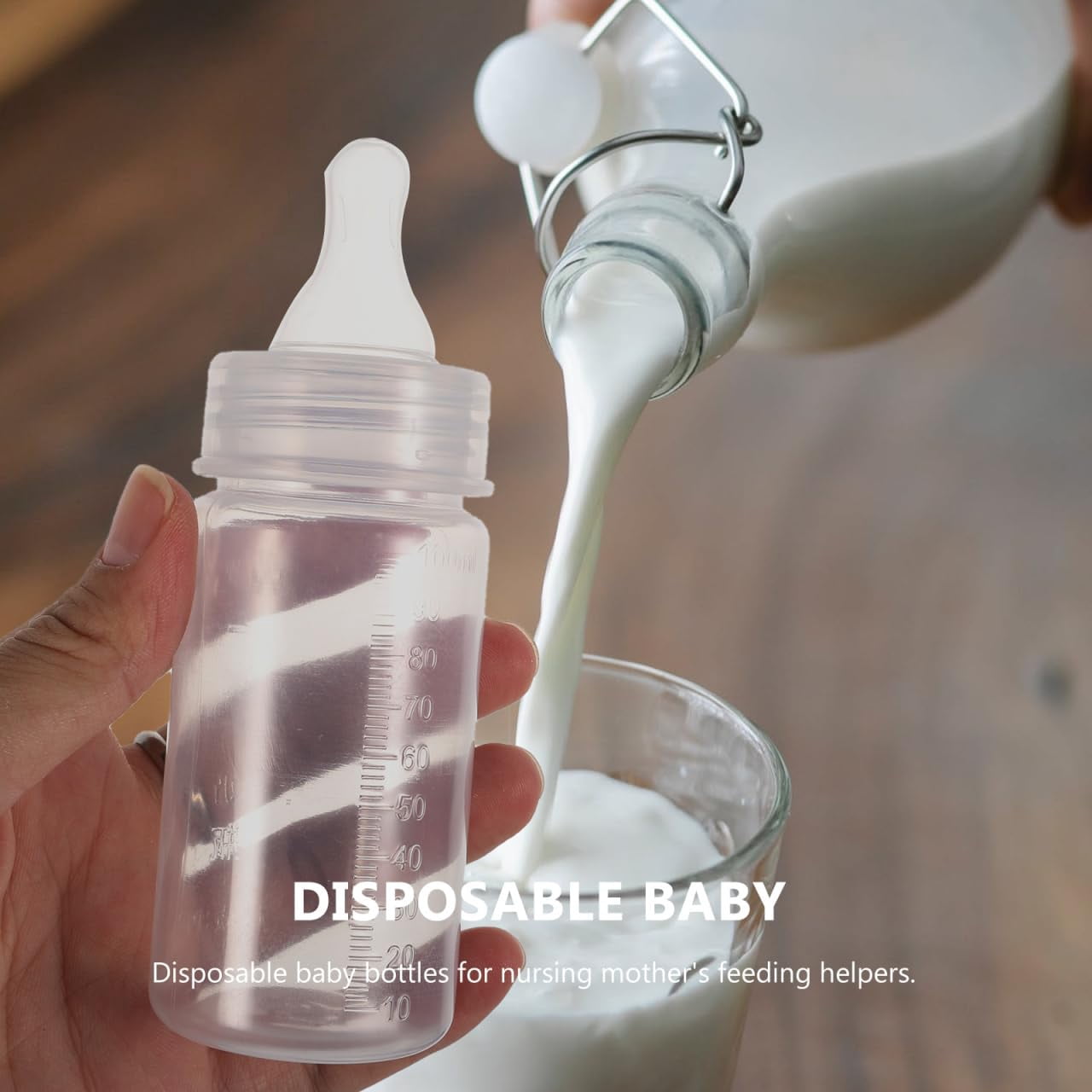 ABCISI 15 Pcs Newborn Disposable Milk Bottles Babies Supple Milk Bottles Classic Clear Neck Bottles (White)