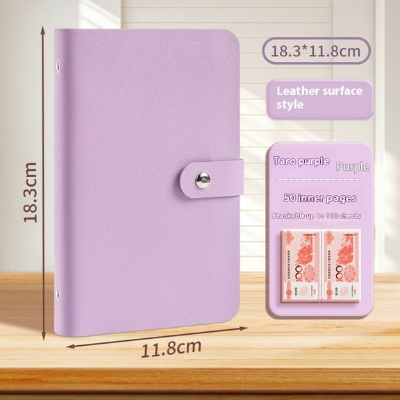 Money Organizer for Binder Saver Saving Book Storage Booklet Coin Collector-Paper currency collection book with large capacity for loose change Purple;