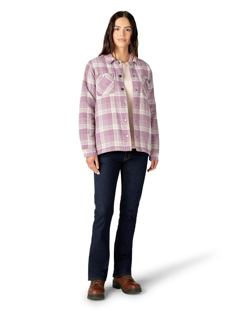 Genuine Dickies Women's Sherpa Lined Flannel Shirt Jacket with