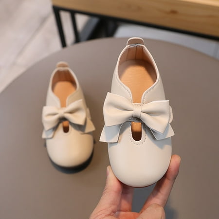

Baby Girls Cute Bow Soft Sole Shoes Lightweight Slip-on Non-slip Princess Shoes For Walking Autumn And Spring