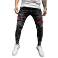 thumbnail image 1 of SUNSIOM Men? s Ripped Jeans, Boys High Waist Trousers Close-Fitting Pants, 1 of 9