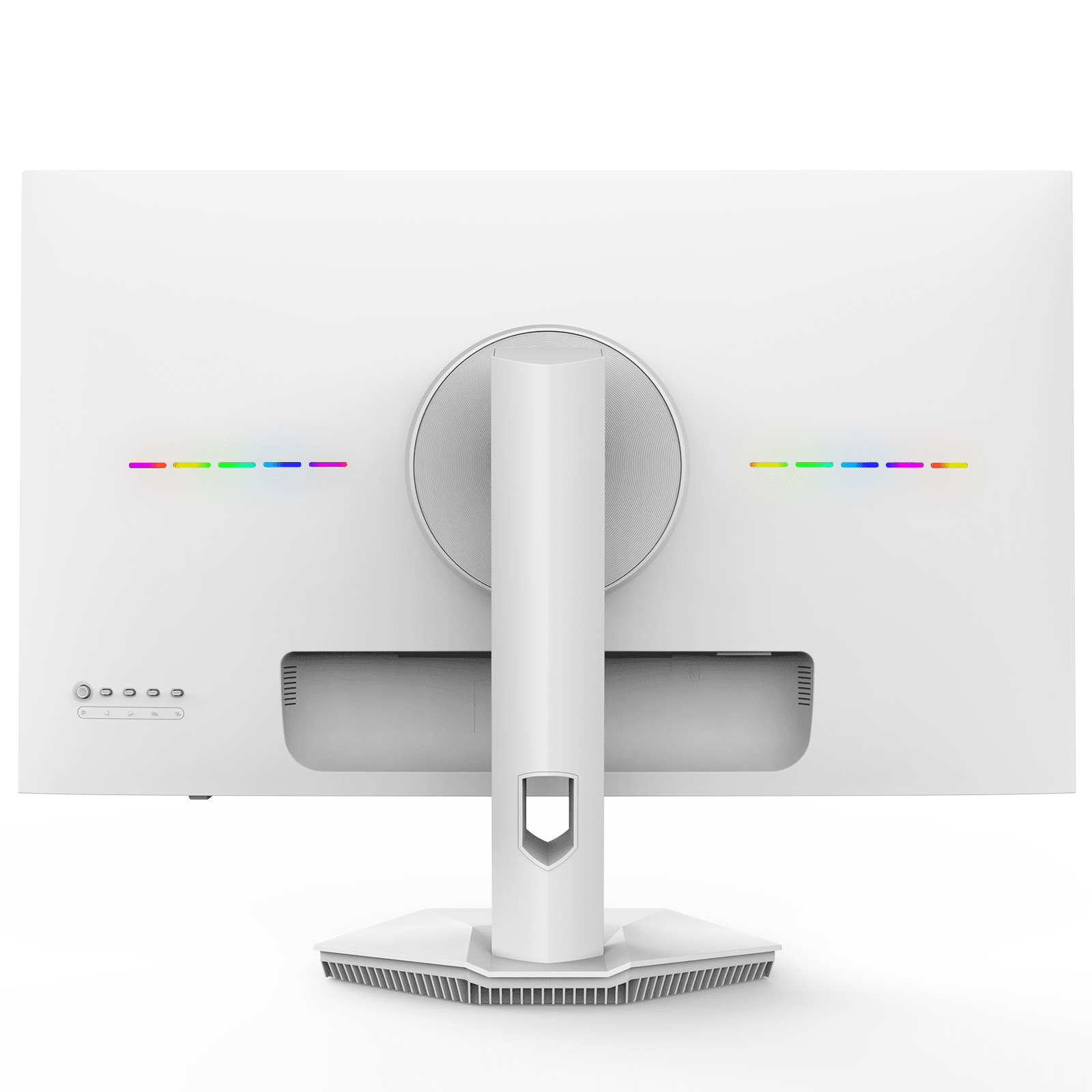 CRUA 27” Gaming Monitor, UHD (3840x2160) Dual Mode (4K 160Hz or FHD 320Hz), 120% sRGB, Support FreeSync, Built-in Speakers, Height adjustable, RGB Lighting, HDMI & DP, Wall Mount Install-White