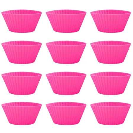 

JANGSLNG 12Pcs Round Stackable Muffin Cups Non-stick High Temperature Resistant Bakeware Food Grade Silicone Baking Molds Party Favors