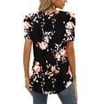 thumbnail image 3 of Blusa de manga corta con cuello en V y manga abullonada informal para mujer a la moda Pompotops hkajfhjk468531, 3 of 6